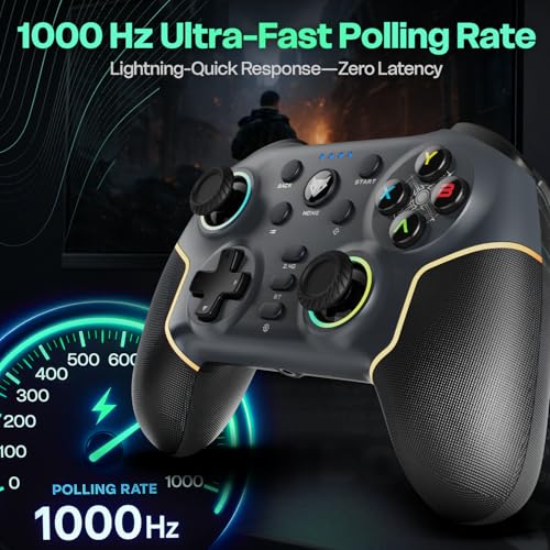Image of EvoFox Elite X2 Pro Gaming Controller for PC, Android, TV, Switch Tri-Mode -2.4G /BT /Wired Gamepad, HallSense Magnetic Triggers & Joystick, 1000Hz Polling, RGB, Replaceable JoySticks,16h Battery-Black