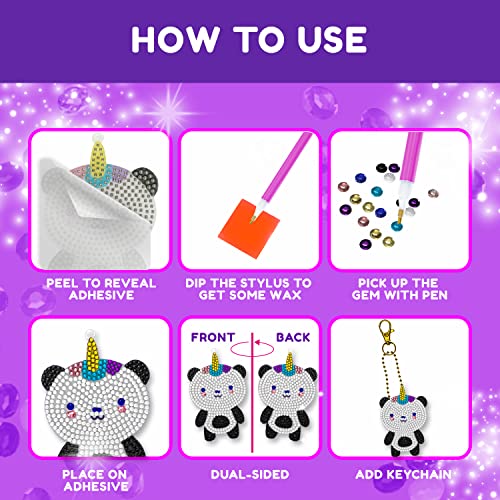 8 Diamond Painting Keychains Kit For Girls Crafts - Gem Art Kits For Kids Gem Painting Kit - Kawaii Diamond Art Keychains Kits For Crafts - Diamond Art For Kids Gem Stickers For Crafts (8 Pack, Girls) #TOP2
