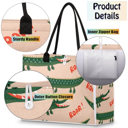 Funny Crocodiles Tote Bag for Women Large Beach Bag Reusable Tote Bags for Work Travel Beach Shopping4