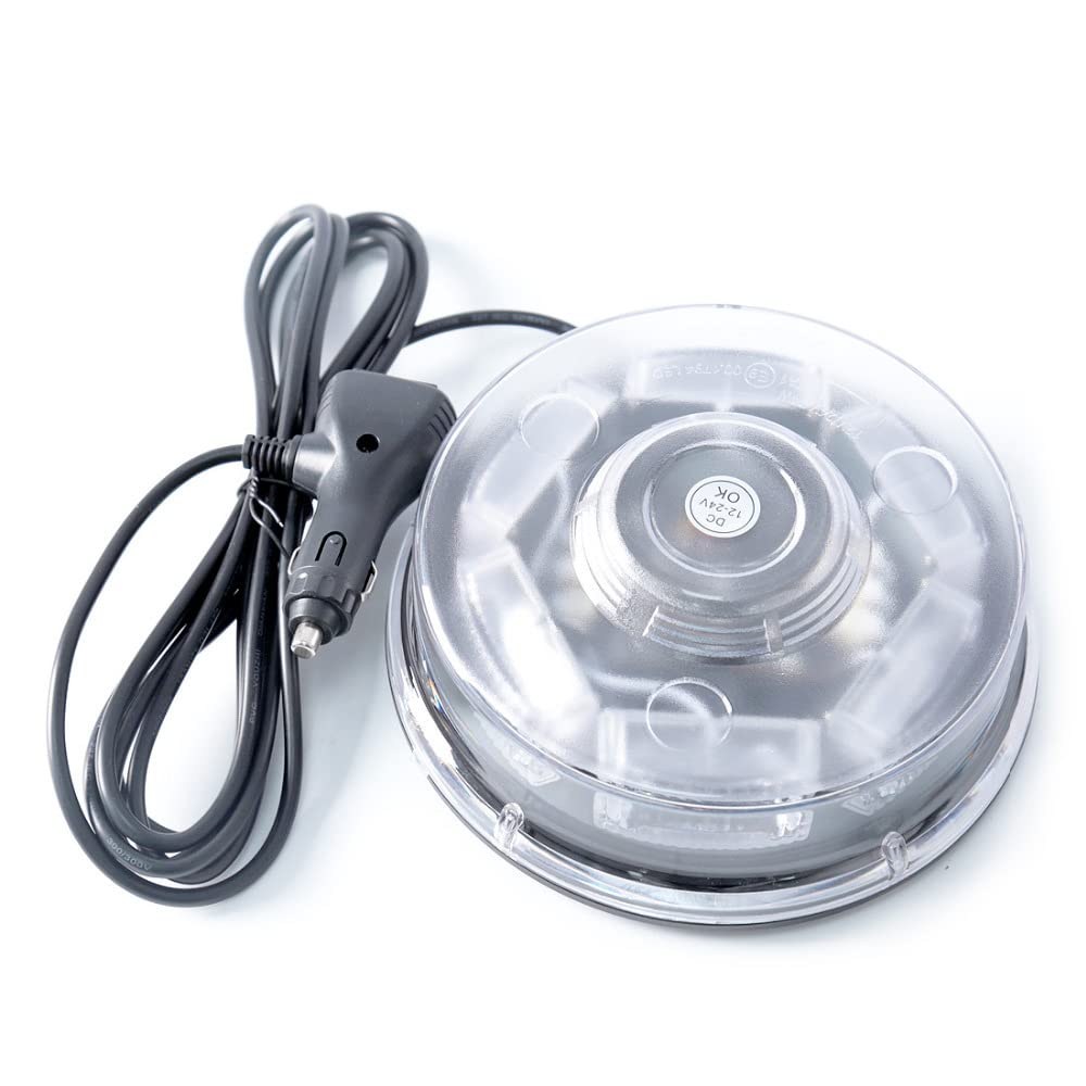 Sygnał stroboskopowy Dach LED Ostrzeżenie policyjne światło migające alarm beon lampa awaryjna czerwona niebieska żółta biała ciężarówka samochodowa magnetyczna,White