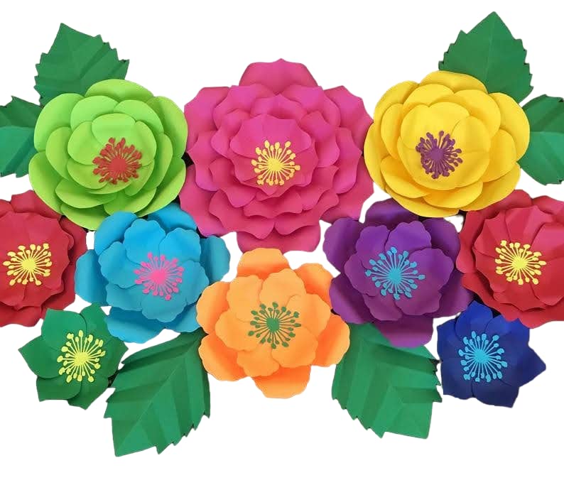 Paper Flowers Decorations for wall, Flower wall decor Color Mexican