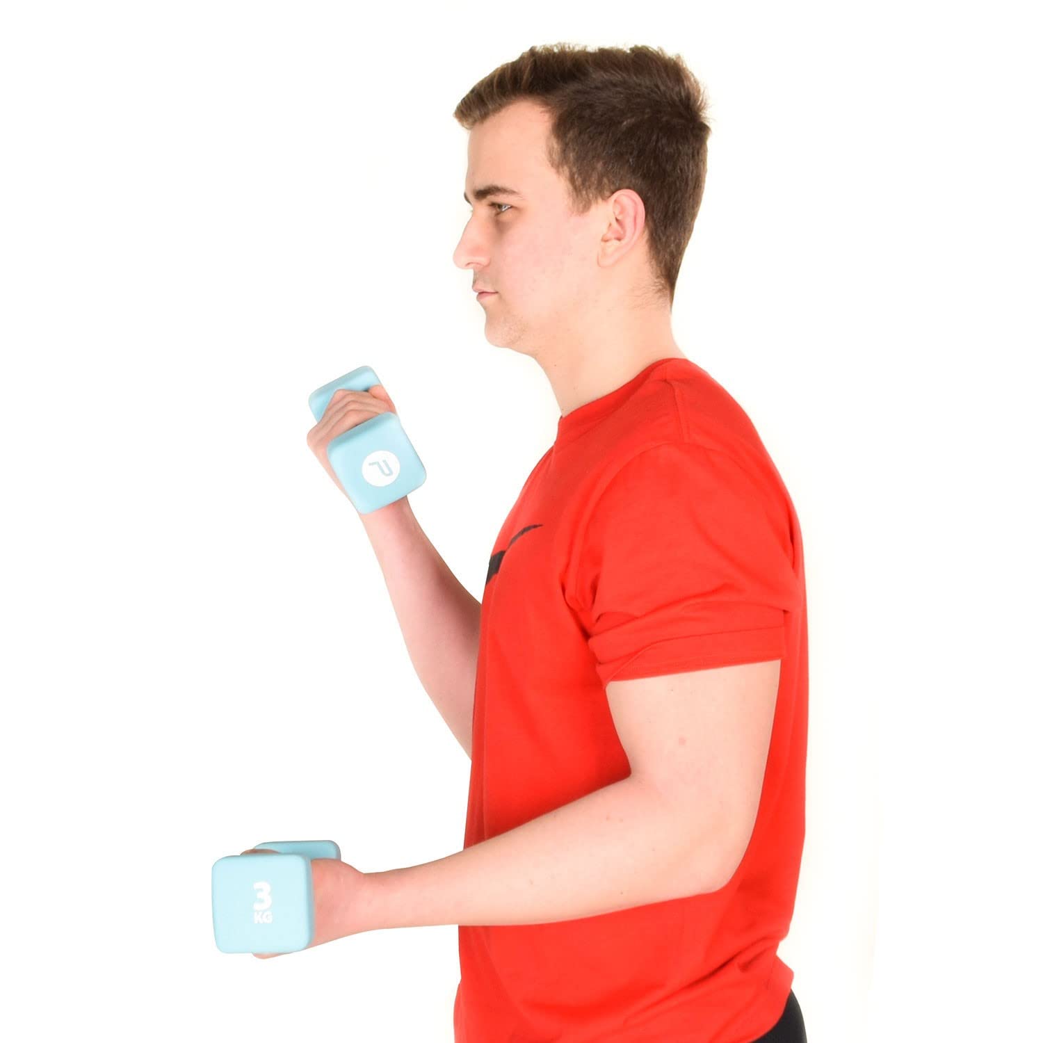 Pure2Improve 6 hantli neoprenowych, 3,0 kg, jasnoniebieskie, trening siłowy, wytrzymałość