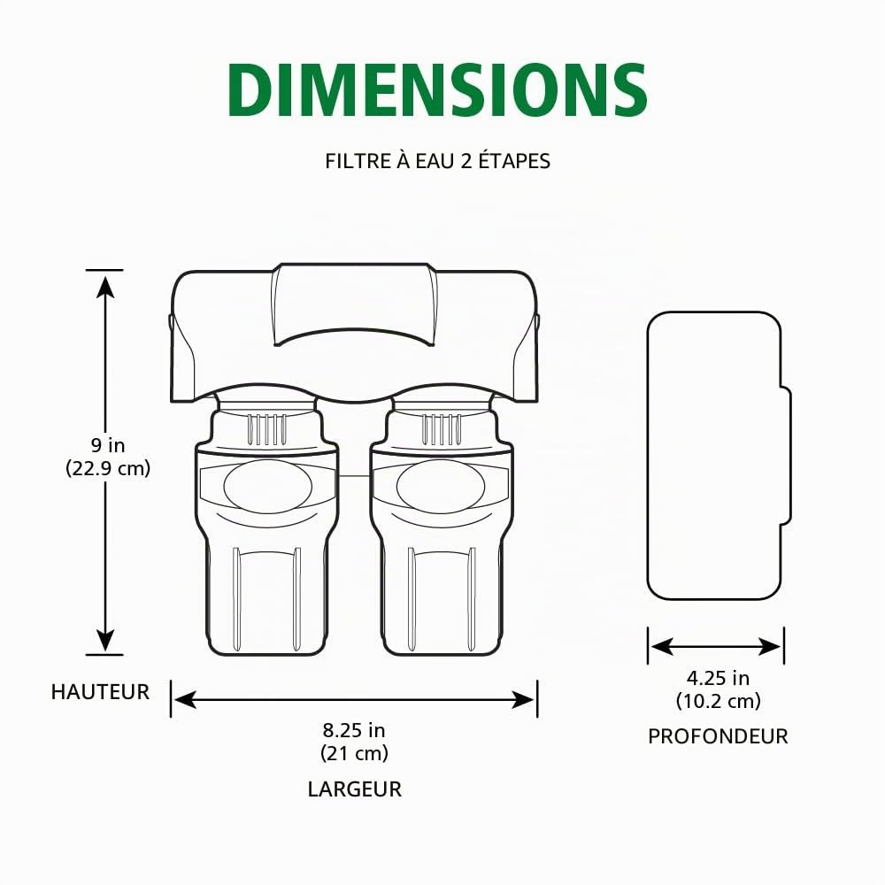 AO Smith Système de filtre à eau sous évier – Réduit les PFAS, le plomb et le chlore dans l'eau potable – Filtration Claryum sous comptoir pour cuisine – 2 étapes – AO-US-200