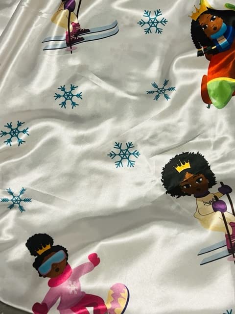 Image of Satin Crib Fitted Sheet for Baby Girls,Boys,Toddler Bed, daybed to retain Hair Moisture Size (Ice Princess, Mini Crib Sheet)