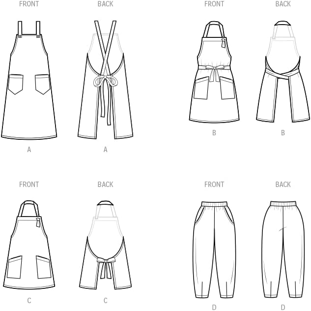 Simplicity SS9907A Misses' A-line Aprons and Pull-on Lantern Pants Sewing Pattern Packet by Elaine Heigl Designs, Design Code S9907, Sizes XS-S-M-L-XL-XXL
