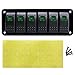 FXC Rocker Switch Aluminum Panel 6 Gang Toggle Switches Dash 5 Pin ON/Off 2 LED Backlit for Boat Car Marine Green