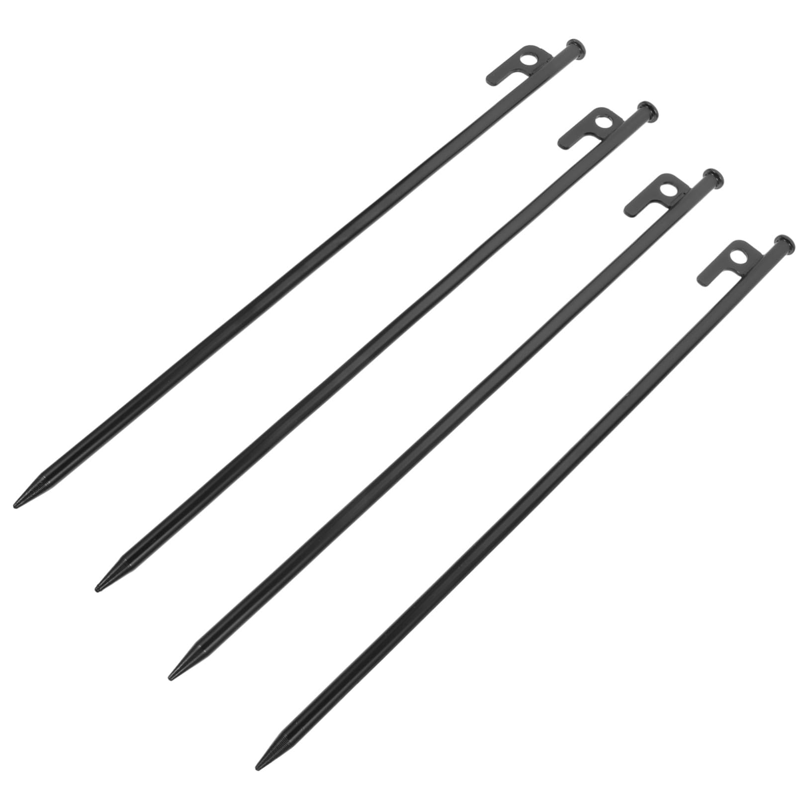 Piquets de Tente de Camping Robustes 40 Cm en Acier Renforcé, Lot de 4 Piquets Métalliques Noirs, Fixation Stable pour Sol Dur, Usage Extérieur, Camping, Randonnée et Plage
