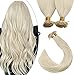 Ugeat Flat Tip Human Hair Extensions 20inch Pre Bonded Fusion Hair Extensions Platinum Blonde #60 Keratin Flat Tips Hair Extensions 50Gram/Pack Hot Fusion Hair Extensions