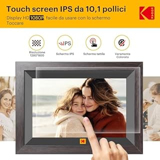 KODAK Cornice Digitale WIFI 10,1 Pollici，Cornice Foto Digitale con Schermo Touch IPS 1280 * 800 e 32GB di Memoria，Cornice Elettronica per Micro SD Card/USB, Rotazione Automatica