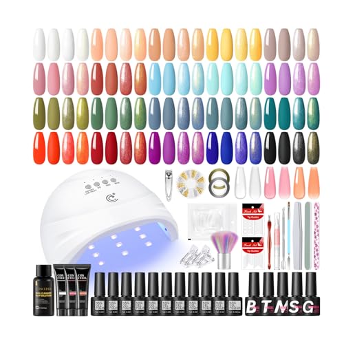 COSCELIA Kit Uñas Semipermanentes con Lampara Uñas, 20Colores Esmaltes Semipermanentes para Uñas y 3Colores Poly Extension Gel con Base Top Coat Brillante y Mate, Regalos para Mujeres Kit Uñas de Gel