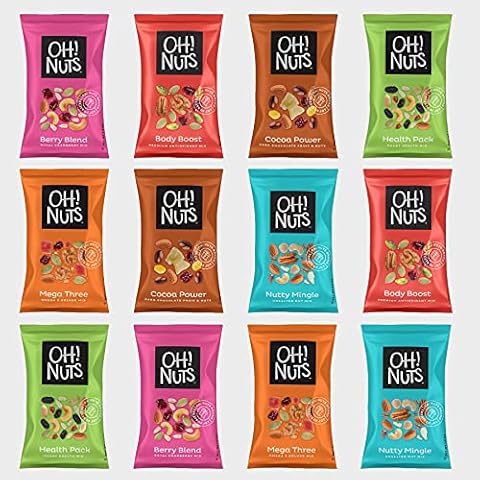 Trail Mix Individual Nut Snacks for On-the-Go | 12 Convenient Nut Snacks for School | Bulk Nuts Variety | Individual Packs (1.5 oz Each) by Oh Nuts Cover