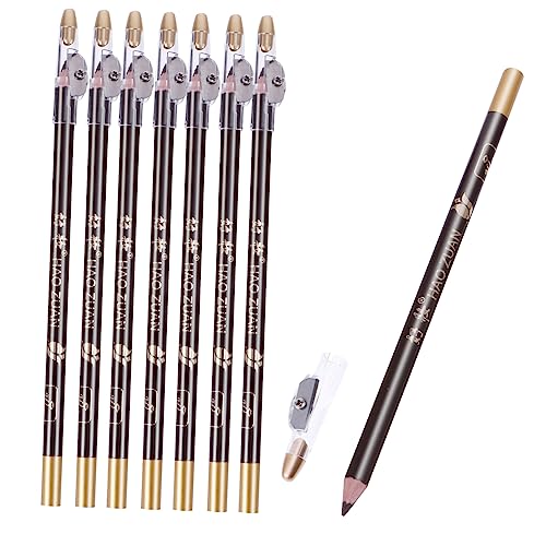 minkissy 8 Piezas Sacapuntas Lápiz De Cejas Sacapuntas Para Cejas Afilador De Cejas Cosméticos Para Cejas Herramienta Para Afilar Cejas Rizador De Pestañas Lapices De Madera Coffee