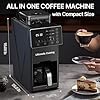URintells Cuising Coffee Maker with Grinder, Programmable Hot and Cold Coffee Maker with 22 oz Glass Carafe, Fully Automatic Coffee Machine with Timer, Removable Filter, Black Americano Coffee Machine