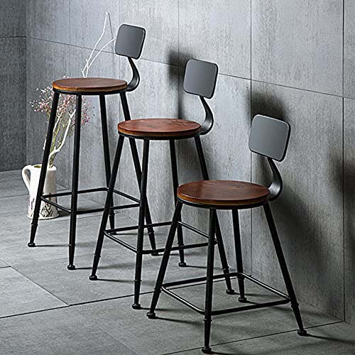 Tabouret de bar à hauteur de comptoir 65cm style industriel vintage avec dossier bas