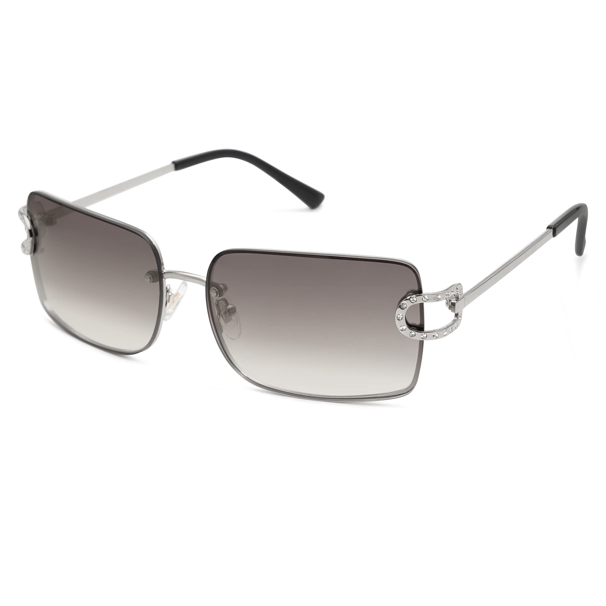 SOJOS Vintage Rectangle Sunglasses for Women Oversized Trendy Rimless 90s UV400 Womens Y2K Shades SJ1178