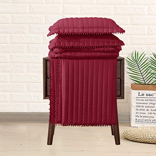 Shop Direct 24 Luxury Quilted Bedspreads King Size Bed Quilt Throws for Beds Reversible Polyester Filling Embossed Bedspreads & Coverlets - Bedding King Size Bed with Pillow Cases 240x250cm Red - Cosy Home Interiors Shop Direct 24 Luxury Quilted Bedspreads King Size Bed Quilt Throws for Beds Reversible Polyester Filling Embossed Bedspreads & Coverlets - Bedding King Size Bed with Pillow Cases 240x250cm Red - Image 5