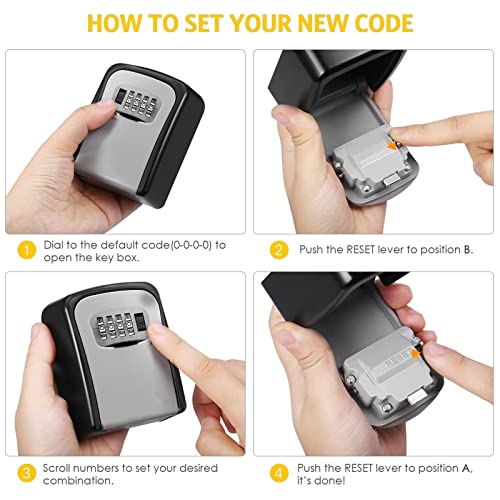 Eilin Security Key Lock Box 4 Digit Combination For House Wall Indoor Outdoor Storage Mounted Safe Portable #TOP3
