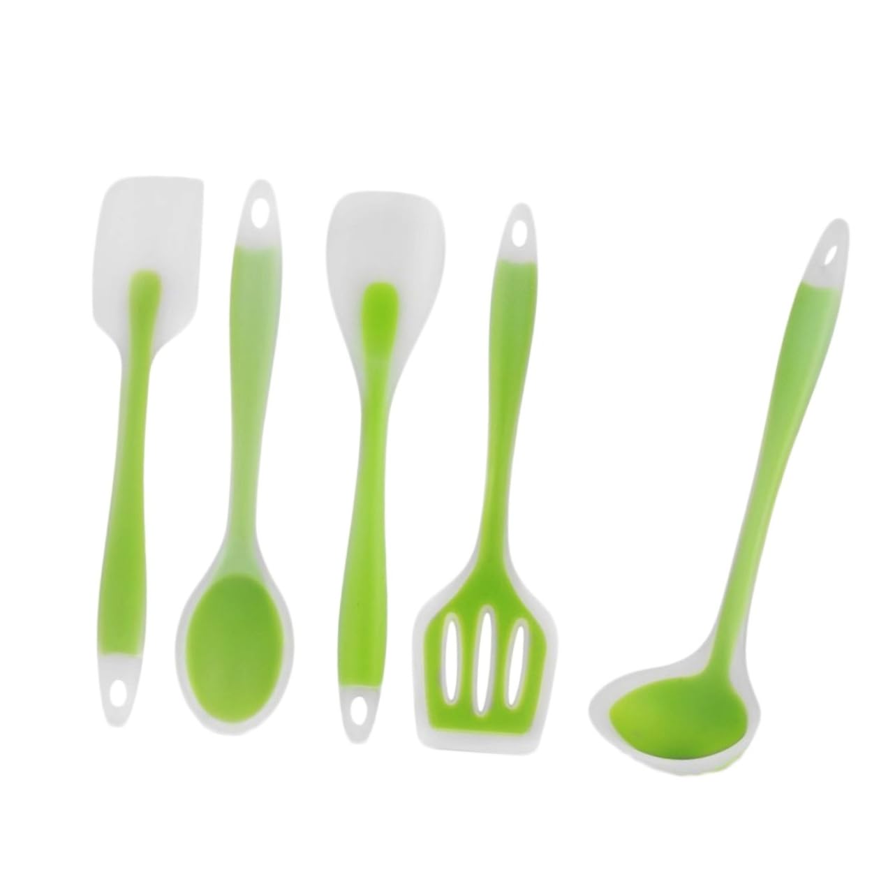 PRETYZOOM Flexibles Küchenhelfer 5 Stück aus Lebensmittelechtem Silikon Silikon Küchenutensilien Hitzebeständig und Antihaftbeschichtet in Grün für Kochen und Backen