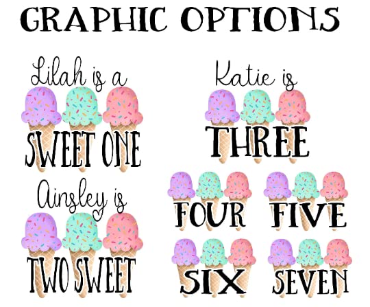 Girls Personalized Sweet Ice Cream Birthday Top any age