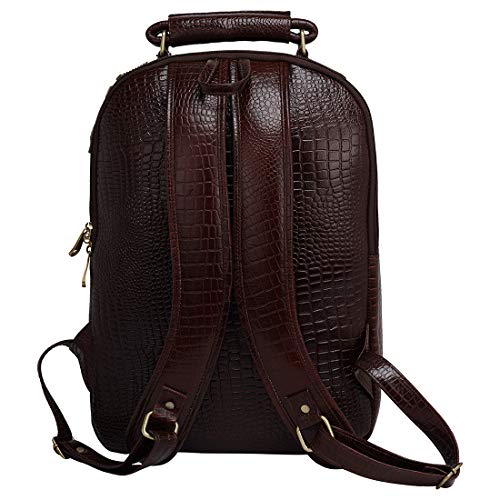Image of RICHSIGN LEATHER ACCESSORIES Genuine Leather Laptop Backpack Bag For Men And Women, College, Office, Travel Use | 15.6 Inch Laptop Compartment