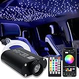 AMKI 16W Fiber Optic Lights,Starlight Headliner Light Kit APP/Remote Control Sound Activated Mode for Car&Home Decoration,Optical Fiber Cable Strands 0.75mm/0.03in 6.5ft/2m 300pcs