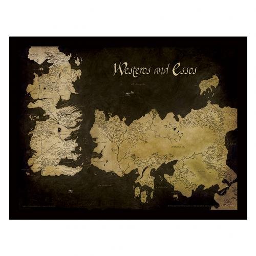 Pyramid International Game of Thrones (Westeros and Essos Antique Map) Framed Print Memorabilia, Multi-Colour, 30 x 40 x 1.3 cm