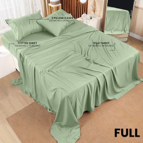 Image of Utopia Bedding Full Sheet Set - 4 Piece Bed Sheets for Full Size Bed, Soft and Breathable Microfiber, Includes 1 Fitted Sheet, 1 Flat Sheet and 2 Pillowcases (Sage) (Pack of 2)