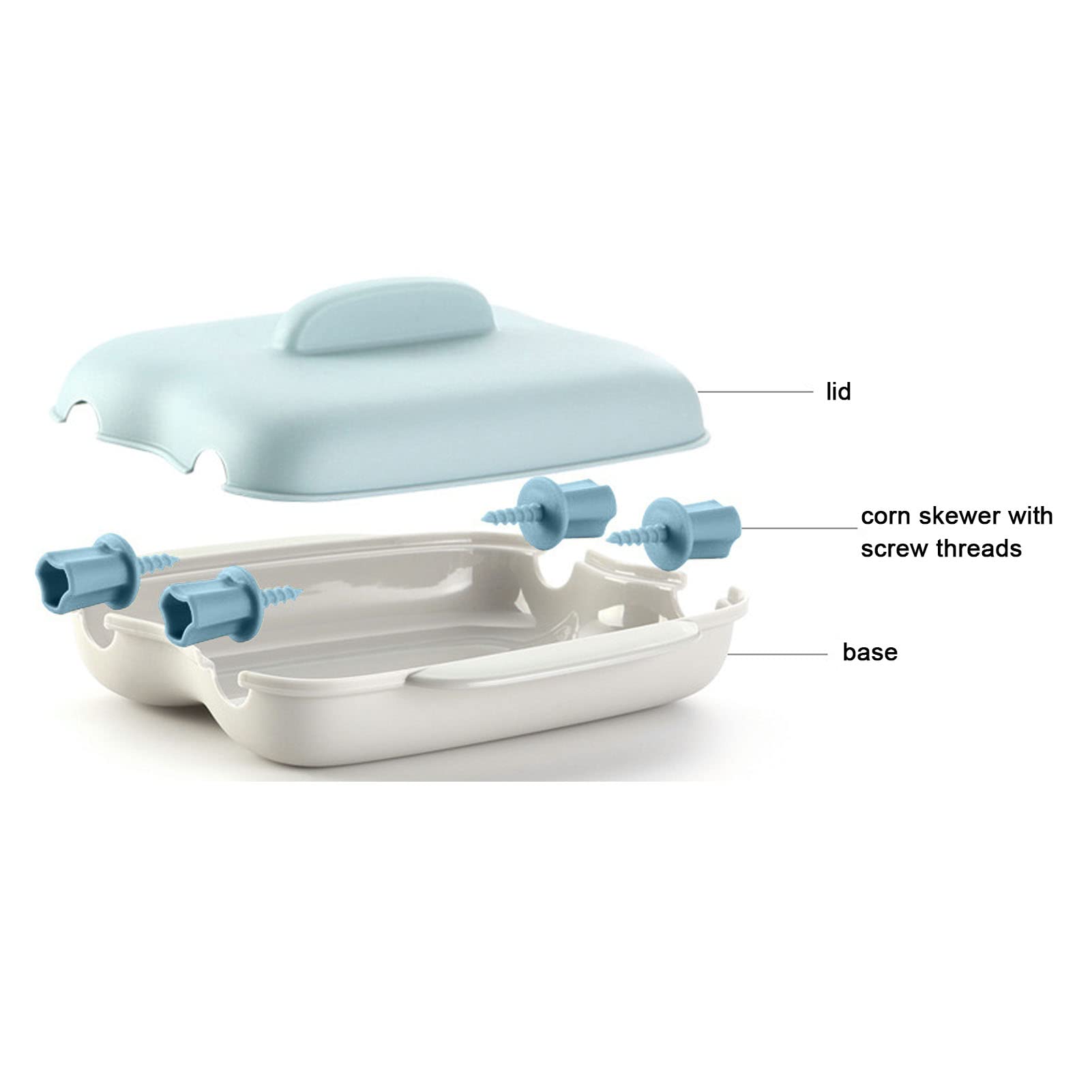 Caja de maíz al vapor, sin BPA para microondas con asa para cocina (azul) 3