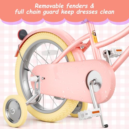 Image of 67i Girls Bike with Training Wheels 12 /14 /16 /20 Inch, Toddler Girl Bicycle for Ages 3-12, Bicicleta para Ninas with Basket, Bell, Adjustable Seat & Handlebar, Padded Seat, Chain Guard
