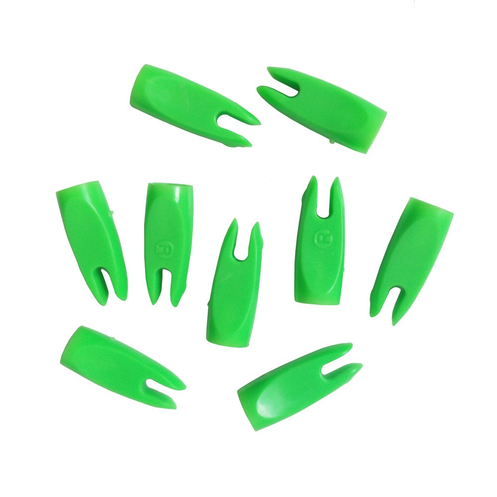 SHARROW 50pcs Archery Arrow Nocks 1/4 9/32 Inch Replacement Nock for Bamboo Wooden Arrows Outdoor Hunting (Green, 9/32)