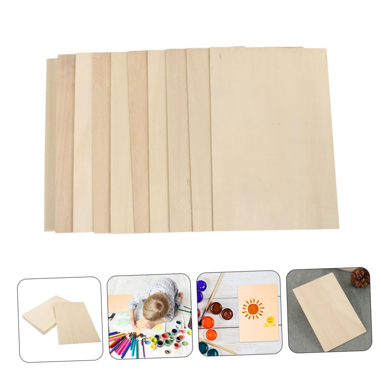 24pezzi Legno Non Verniciato di Assi di Legno Grezzo Fette di Rettangolari per Artigianato Fai da Te Materiali per Hobby e Decorazioni