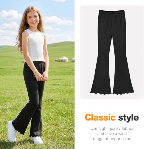 Image of ZukoCert Girls Flare Leggings, Mid Waist Bell Bottom Pants for Kids, Kids Flare Pants Size 4-13Y