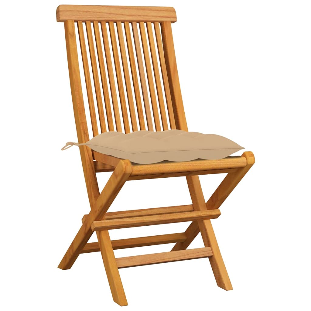 vidaXL Chaises Pliantes avec Coussins Beiges, 8 pièces,