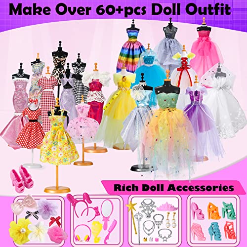 500+Pcs Girls Fashion Design Kids Sewing Craft Kit For Making 60 Pack Doll Cloth Accessories Dress Up, Art Crafts For Girl Ages 8-12+ Teen Preteen Designer Creativity Diy Toy Christmas Birthday Gift #TOP2