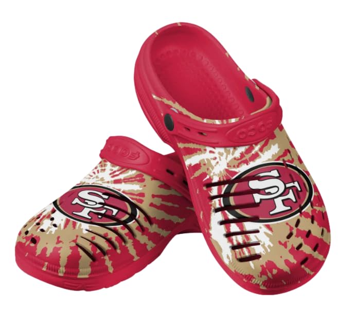 Image of FOCO Mens NFL Team Logo Tie-dye Garden Water Sandals Shoes Slipper Clogs with Strap
