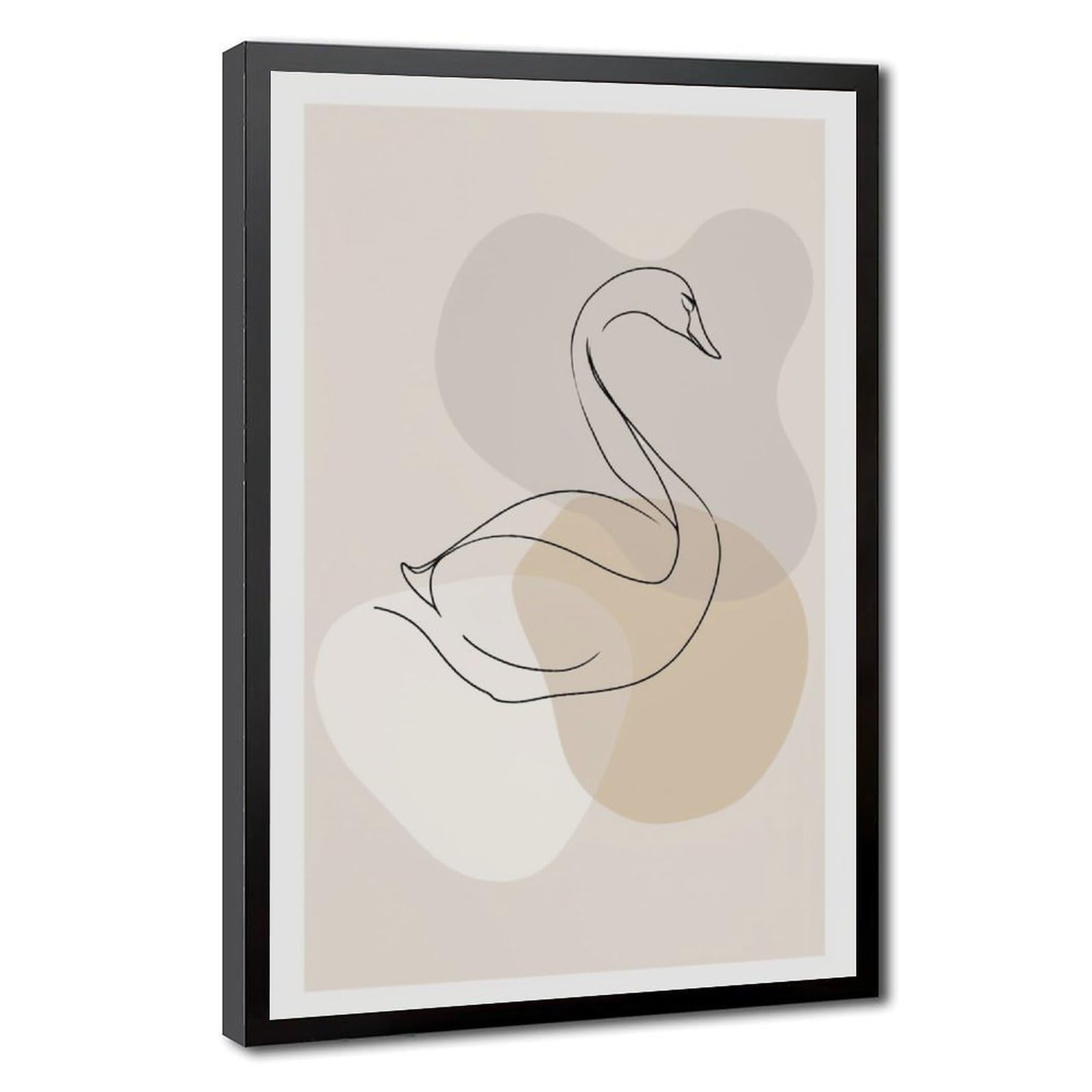 Zguols Beige Abstract And Minimalist Poster 28 Canvas Poster Bedroom Decor Sports Landscape Office Room Decor Gift Black Frame 20" L X 30" W