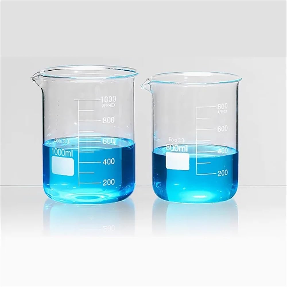 Vetreria da laboratorio Becher in vetro borosilicato ad alta resistenza alle alte temperature con manico, sperimentale, 250, 500, 1000 ml(300ml (4PCS))
