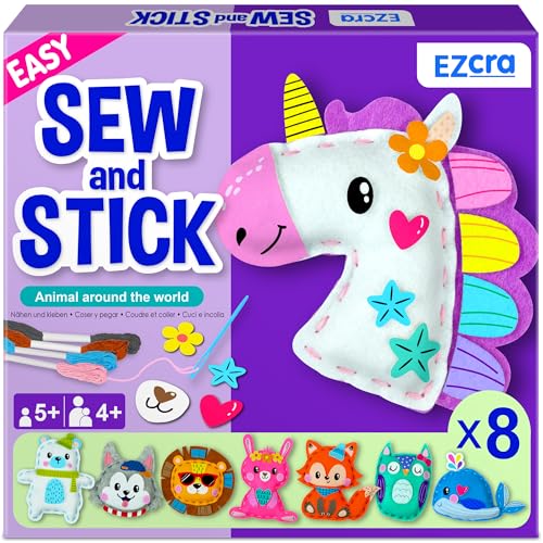 EZCRA Unicorn Sewing Kit for Kids - 8-in-1 Kids Sewing