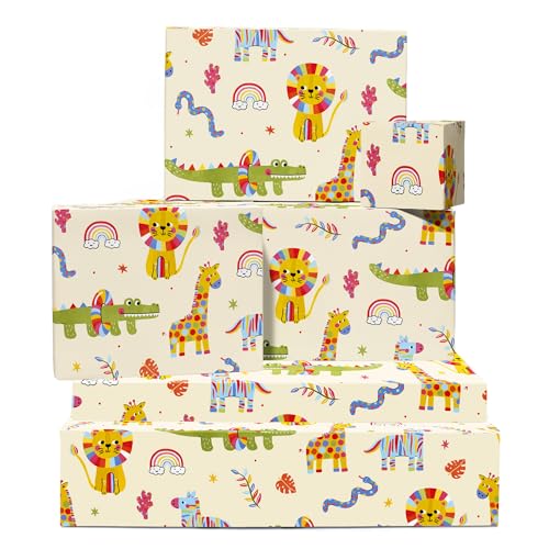 Bonito papel de regalo, arcoíris, animales, diversión, 6 hojas de papel de regalo para amantes de las mascotas, niñas, niños, mujeres, hombres, cumpleaños para todas las ocasiones, viene con