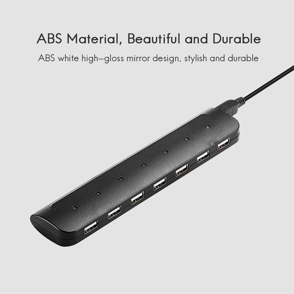 USB 2.0 USB HUB 7 Ports High Speed USB Hub Led Indicator for Laptop PC Black