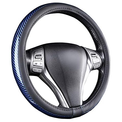August Auto Universal Fit Car Steering Wheel Cover Carbon Fibre Check Fit Cars, SUVs, Trucks And Vans Cover