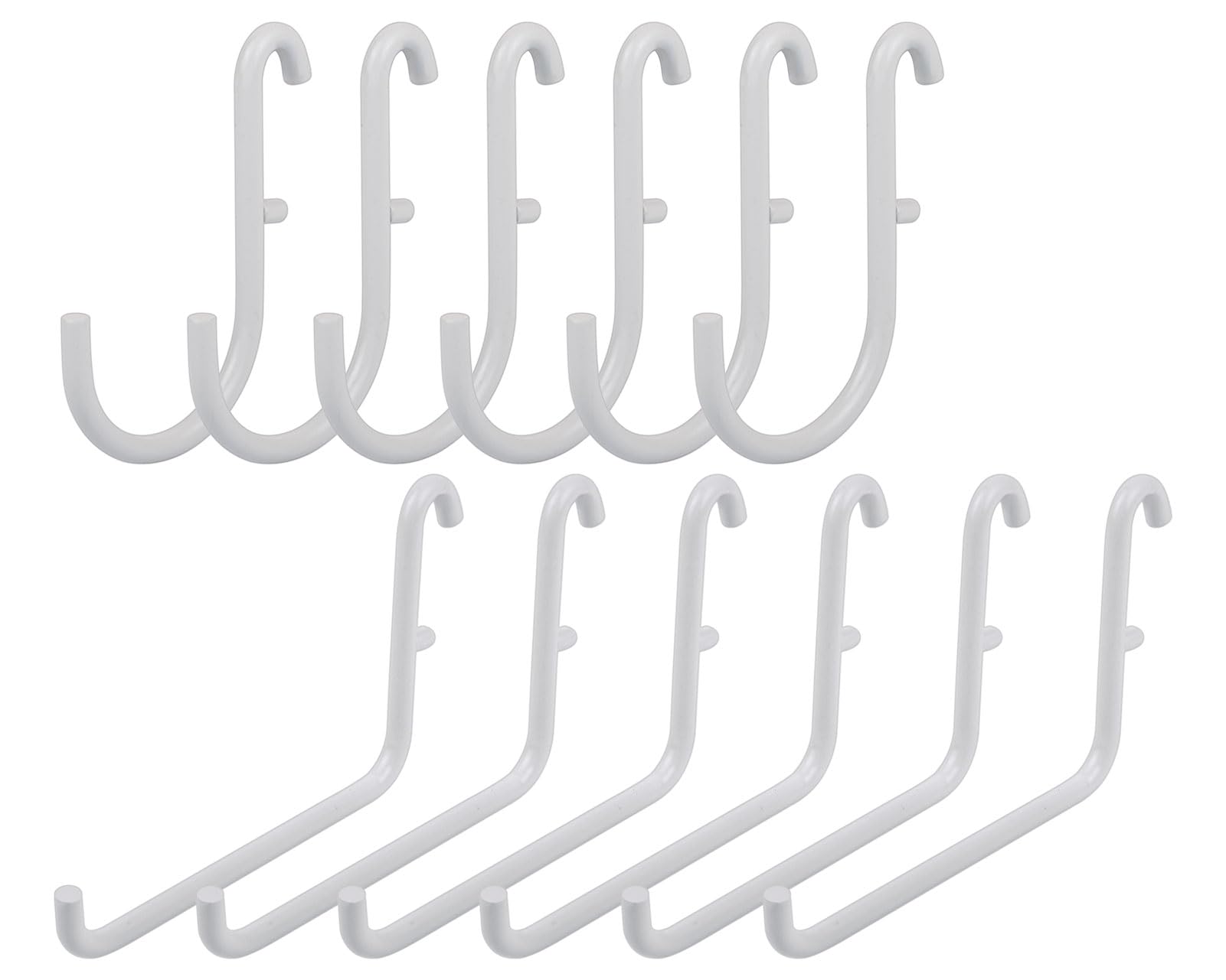 coiyie Pegboard Hooks Compatible with IKEA Skadis Pegboard 12 Pack Accessories (Include L Style x 6 and J Style x 6 Hooks) (White)