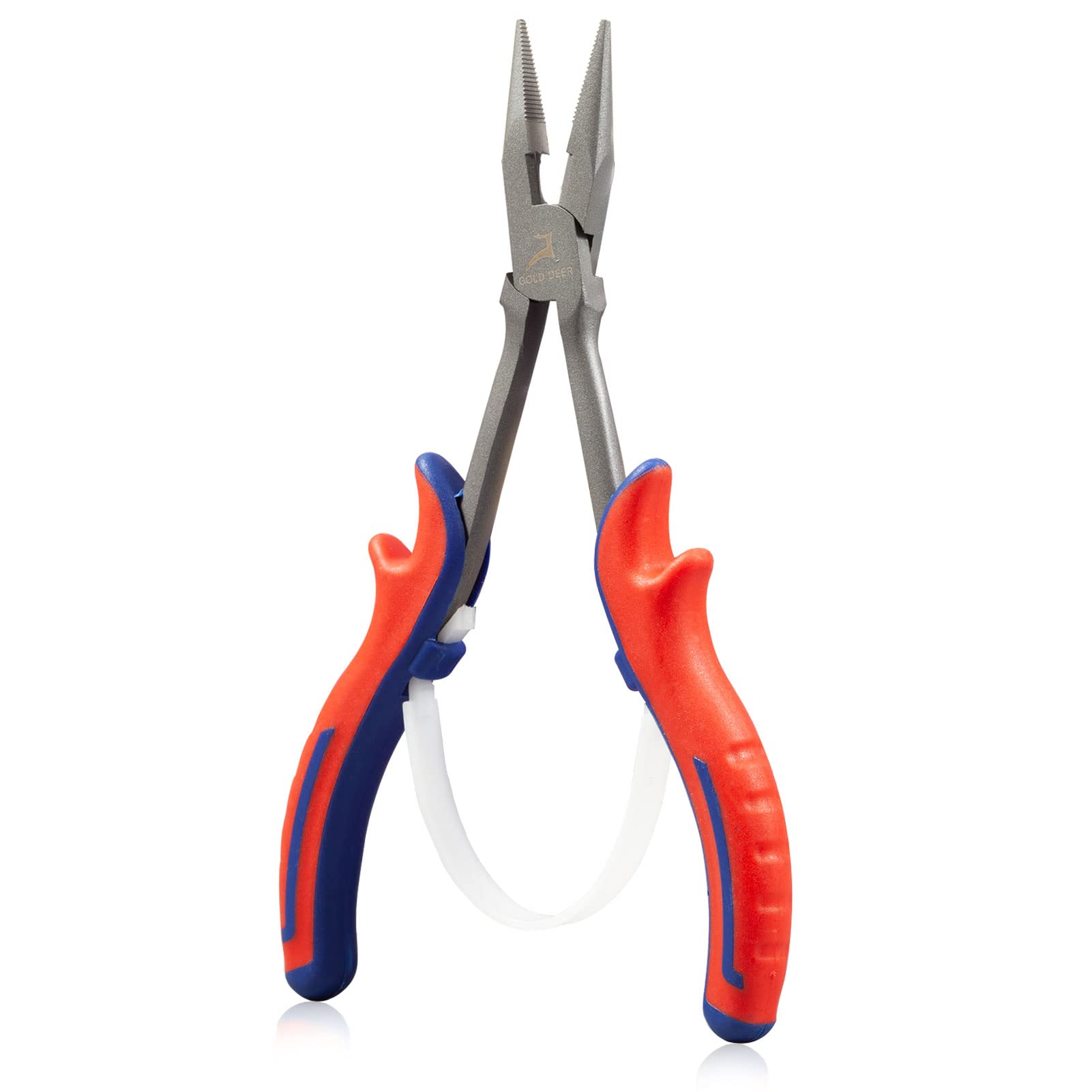 GOLD DEER 6" Long Reach Long Nose Pliers Mini Long Reach Pliers with Serrated Jaws for Fishing Wire Wrapping Extra Long Nose Pliers for Hard to Reach Narrow Space Carbon Steel Body with Teflon Finish