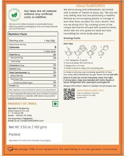 Teanourish Desi Kadha | Caffeine-Free Tisane | India's Superfood Turmeric, Amla, Tulsi, Ginger & Rock Salt | Relaxing & Warming | 100% Natural Ingredients (3.53Oz/100Gms) #TOP1