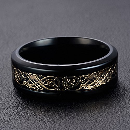 Image of HIJONES Unisex Carbide Fiber Celtic Dragon Spinner Ring Stainless Steel Wedding Spins Band