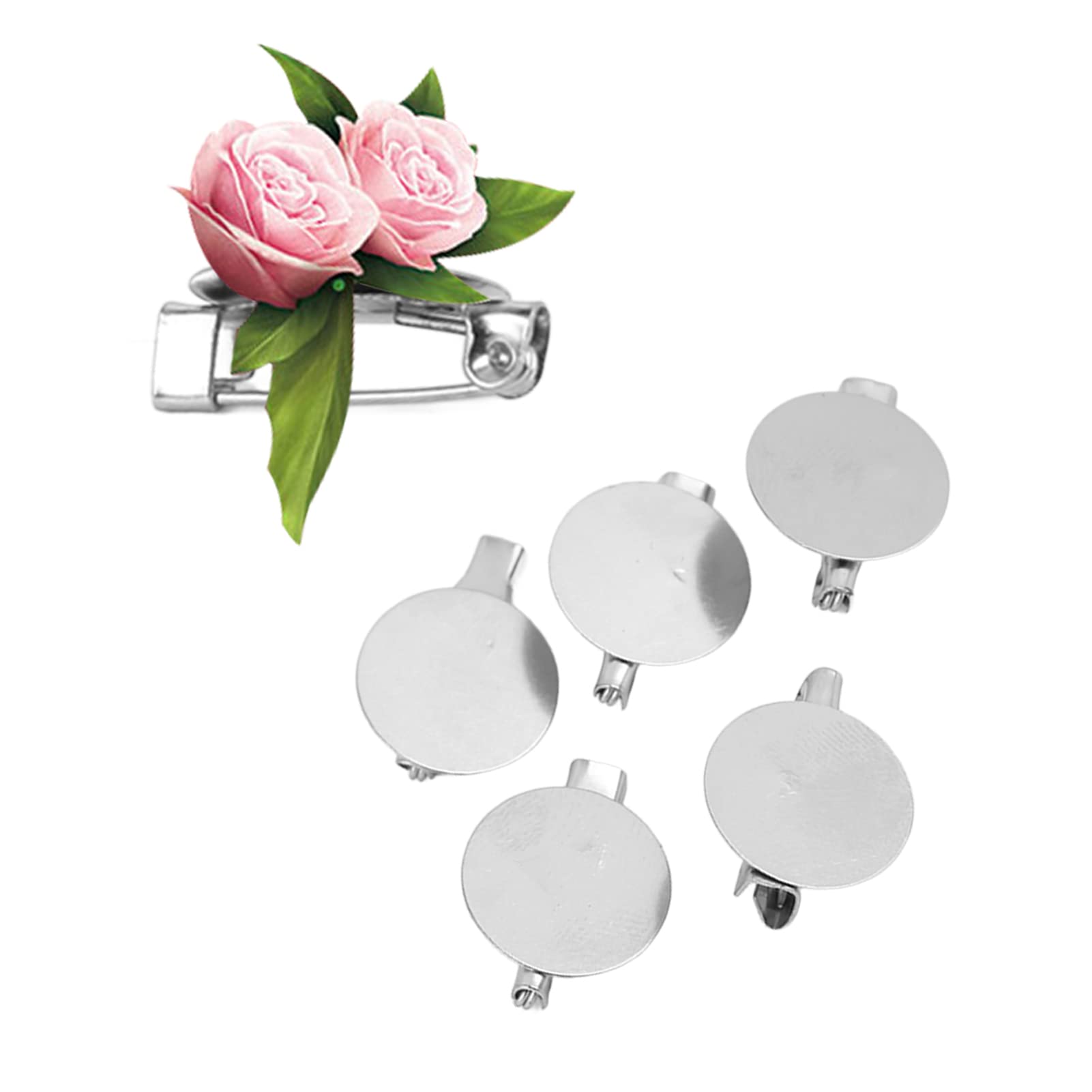 100 fermagli per spille, in metallo, con base a disco, vuoti, spessi, cabochon, design semplice, per gioielli fai da te (20 mm)