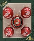 Made in The USA Military U.S. Marine Logo and Saying Glass Ball Keepsake Ornament Assortment, 5 Pack