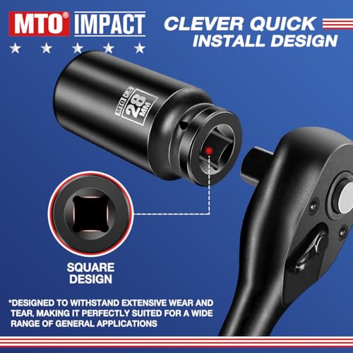 Image of MTO 1 /2 inch Drive 28mm Deep Impact Socket, 6-Point Metric Socket for Automotive Maintaince, CR-V Steel Meets ANSI Standards
