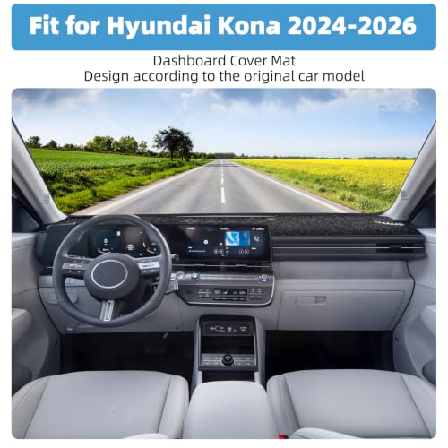 Image of Dash Cover Mat for Hyundai Kona 2024-2026 Non-Slip Dashboard Cover Mat Sunshade UV Rays Protector Interior Accessories