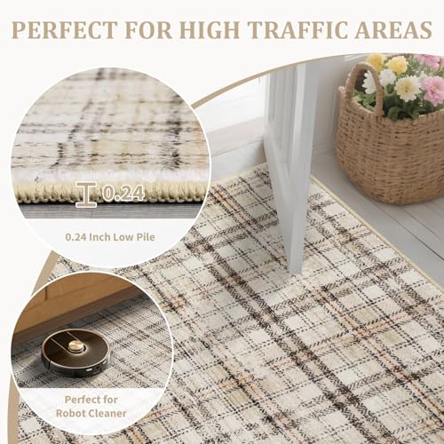 Tapete decorativo lavable 8x10 beige rectangular miniatura 5
